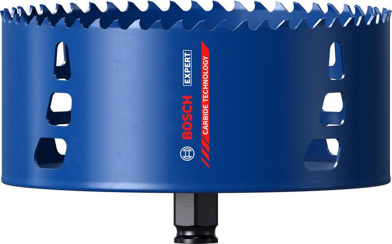 Bosch Expert Lochsäge in Blau mit gezahntem Rand und dem Etikett „Carbide Technology