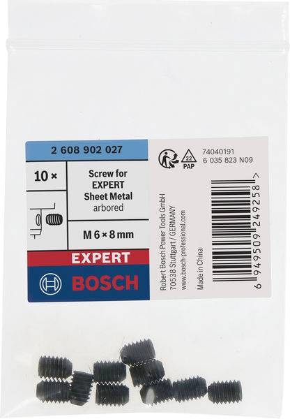 Das Bild zeigt eine Packung Bosch „Schraube für EXPERT Blech