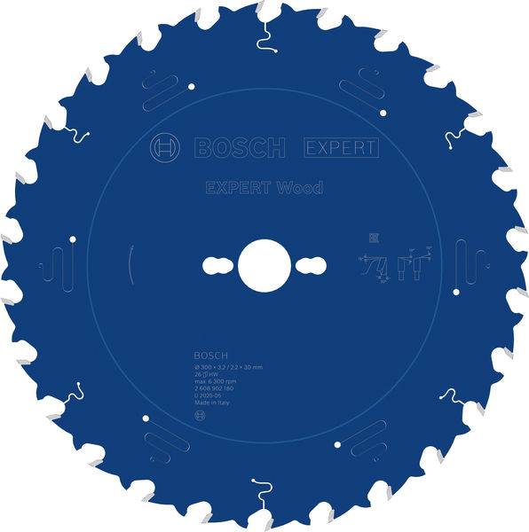 'Bosch Expert Wood' Sägeblatt, kreisförmig mit scharfen Zähnen, zum Holzschneiden entwickelt.