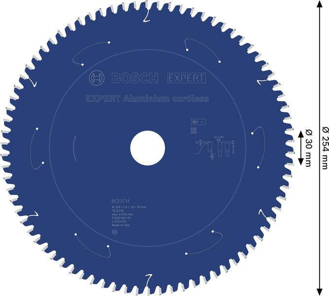 Kreissägeblatt mit der Bezeichnung „BOSCH Expert, Aluminium Akku
