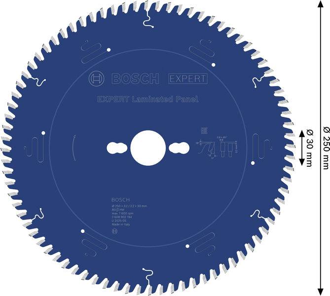 Ein Kreissägeblatt mit blauer Beschichtung, Marke „Bosch Expert