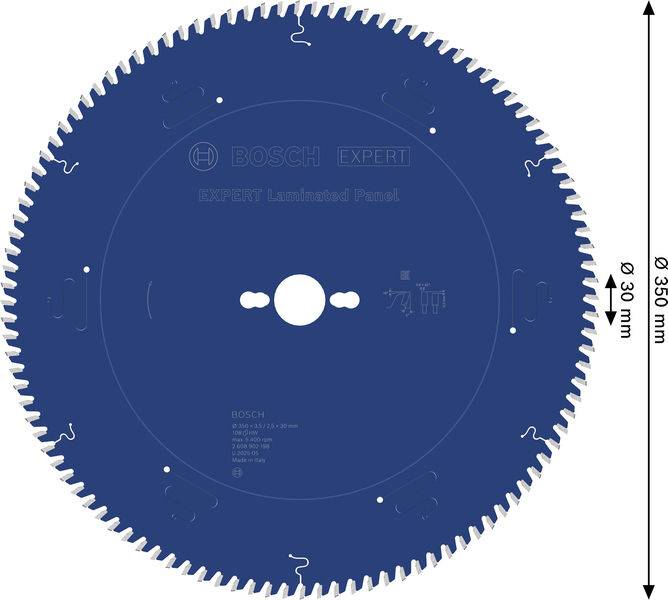 Kreissägeblatt für Sperrholzplatten, 350 mm Durchmesser, zeigt komplexes Zahndesign und betont Haltbarkeit und Präzisionsschnitt.