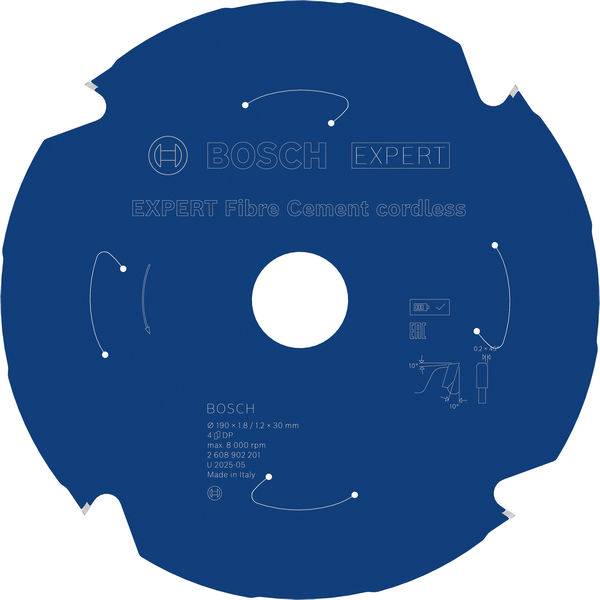Kreissägeblatt mit der Bezeichnung „Bosch Expert Fibre Cement cordless