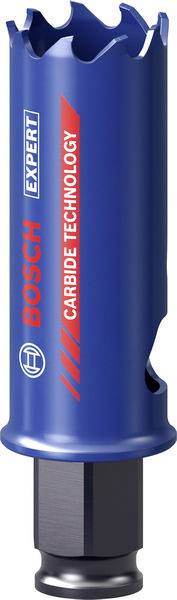 Eine blaue Bosch-Lochsäge mit der Markenbezeichnung „Carbide Technology