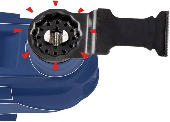 Eine Nahaufnahme eines blauen elektronischen Geräts, das die mit roten Pfeilen hervorgehobene Metallzahnradanlage zeigt und den Fokus auf seinen Mechanismus lenkt.