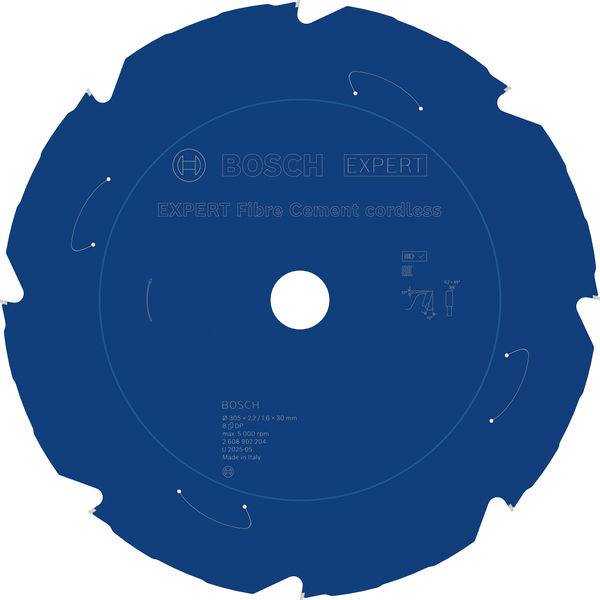 Sägeblatt mit Zackenschliff zum Schneiden, mit der Bezeichnung „Bosch Expert Fibre Cement Cordless
