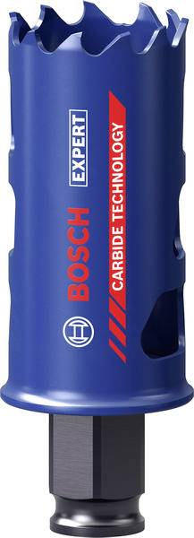 Ein blauer zylindrischer Bosch-Bohrer mit der Bezeichnung „Expert