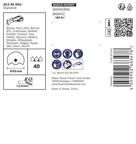Bosch Accessories 2608902058 2608902058 Diamant Multitool-Sägeblätter 2 mm 1 St.