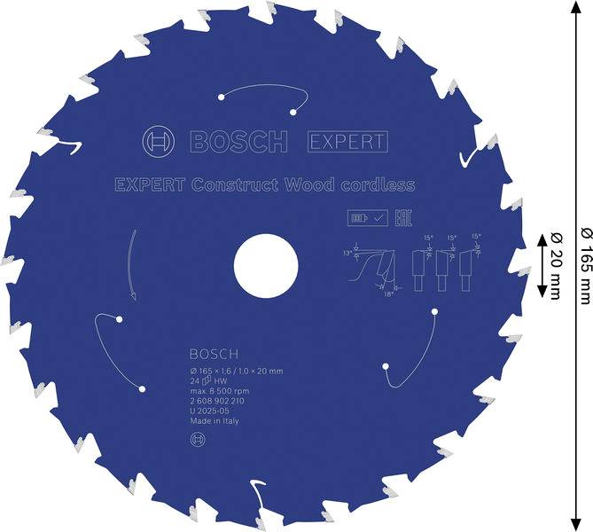 Kreissägeblatt mit der Bezeichnung „BOSCH EXPERT Construct Wood Cordless