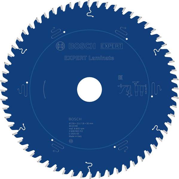 Ein Kreissägeblatt mit der Bezeichnung „Bosch Expert Laminat