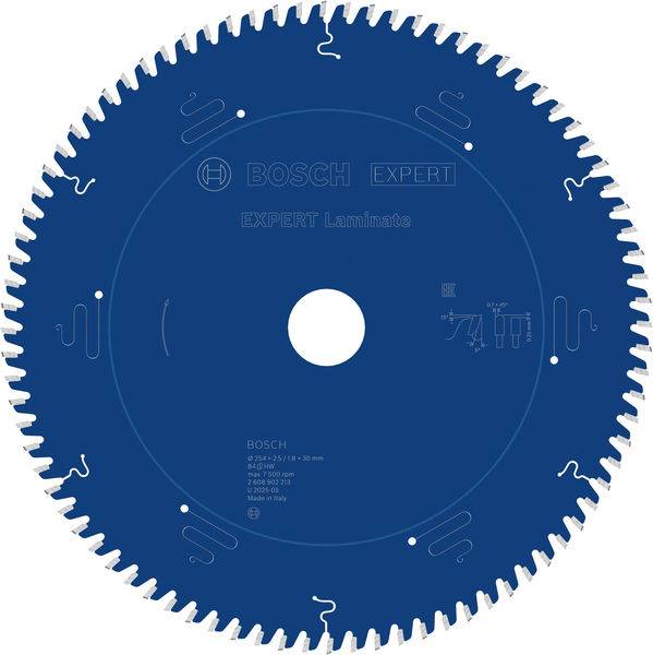 Kreissägeblatt mit blauer Beschichtung, beschriftet mit „BOSCH EXPERT Laminat