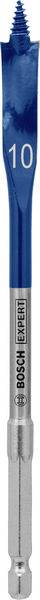 Ein blau und silber gefärbter Paddel-Bohrer mit der Markierung '10' auf dem Blatt, verwendet zum Bohren von Löchern in Holz.