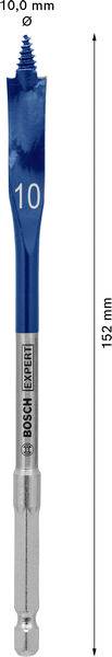 Ein blauer Spatenbohrer mit der Bezeichnung „10
