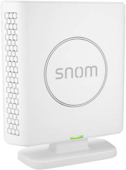 Ein weißer drahtloser Zugangspunkt mit einem kreisförmigen Logo und einer kleinen grünen Anzeigelampe auf der Basis.