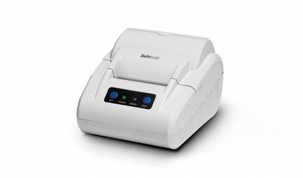 Ein kompakter, weißer Bondrucker mit drei Tasten mit der Bezeichnung 