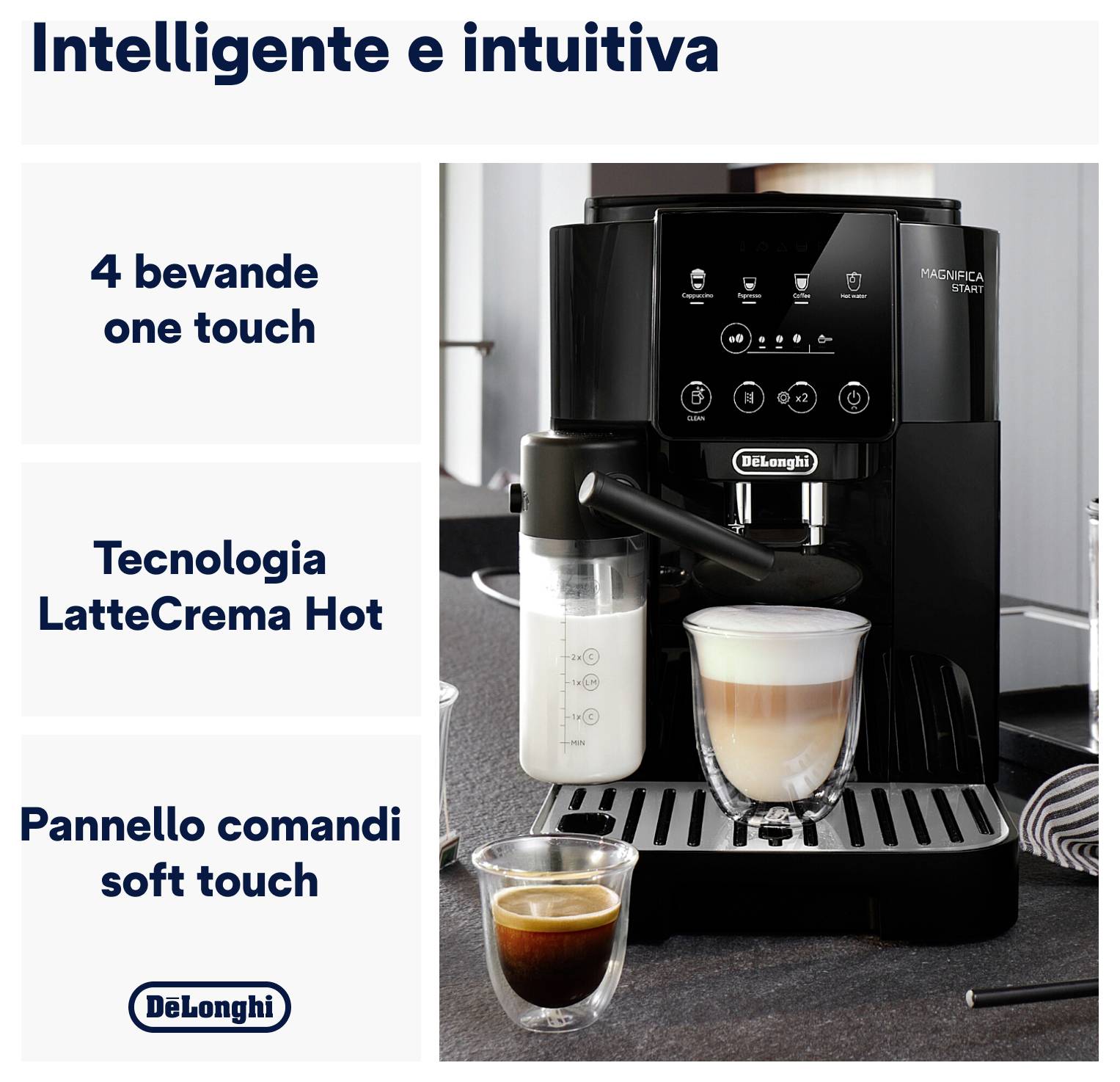 De Longhi Magnifica Start Milk ECAM220.60.B, Espressomaschine, 1,8 l, Kaffeebohnen, Gemahlener