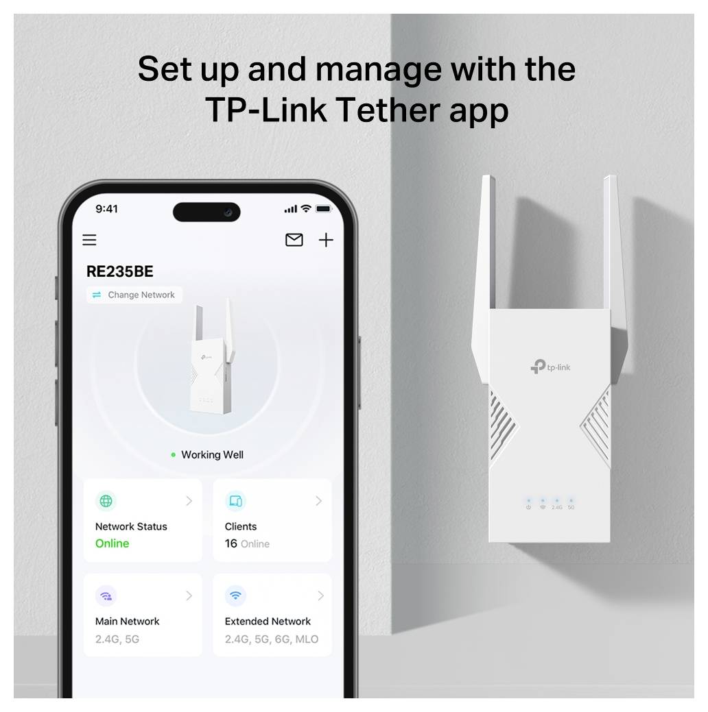 TP-LINK WLAN Repeater RE235BE WiFi 7, Mesh-fähig