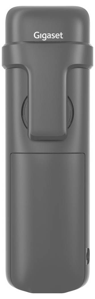 Ein graues schnurloses Telefon mit dem Markennamen „Gigaset