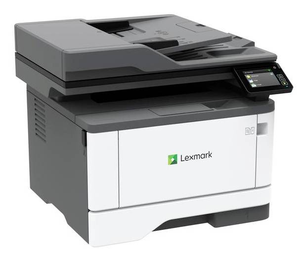 Ein Lexmark Multifunktionsdrucker mit Touchscreen-Panel und automatischem Dokumenteneinzug, entwickelt für die Büronutzung.