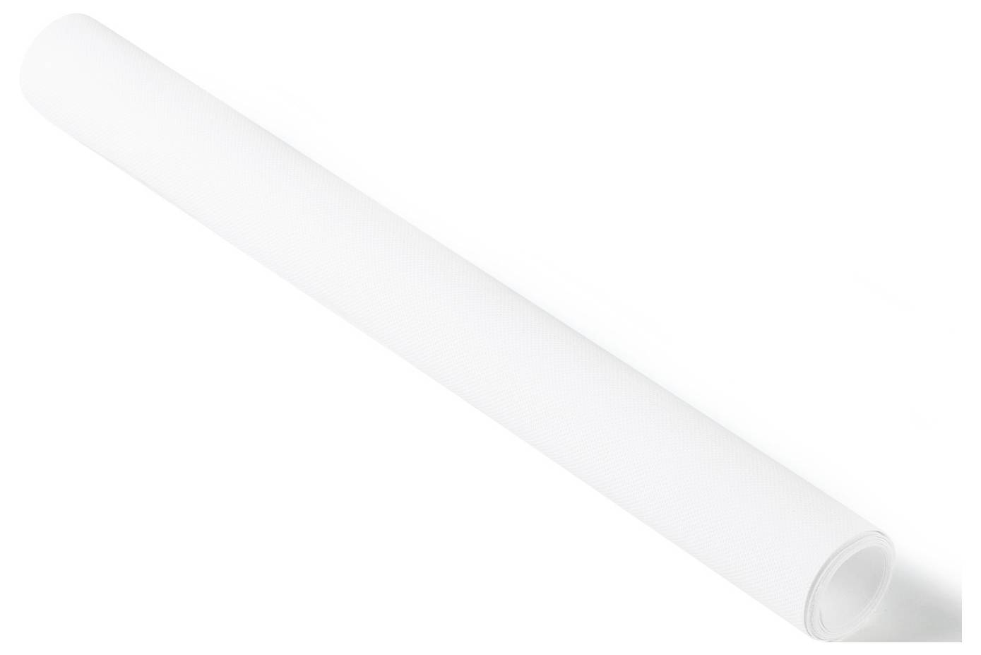Eine weiße aufgerollte Poster oder Papierrolle, die ihre glatte Textur und zylindrische Form vor einem einfachen Hintergrund zeigt.