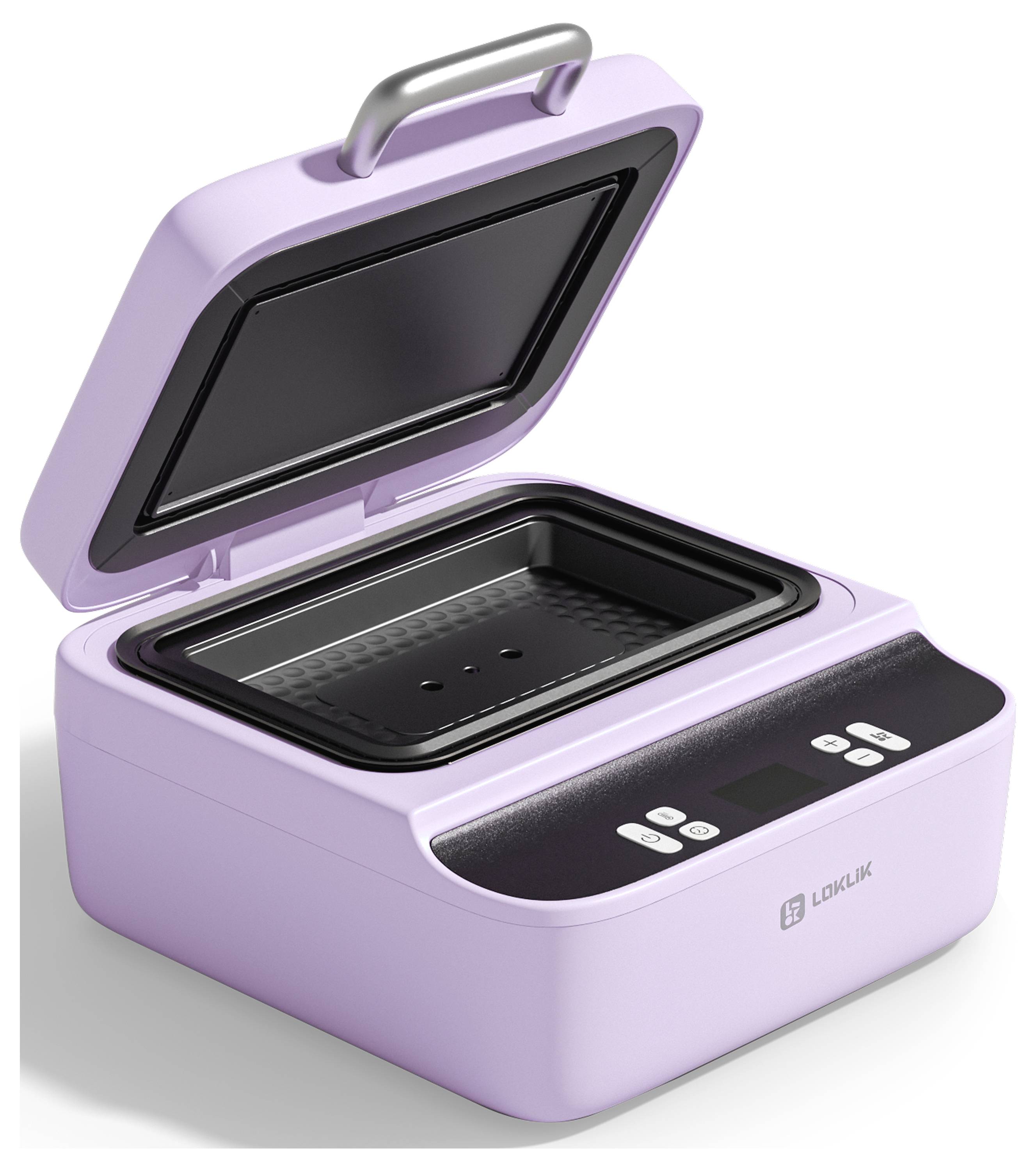 Das Bild zeigt eine Wärmepresse mit Bedienelementen. Gelbe Etiketten zeigen die eingestellte Temperatur der oberen Heizplatte und die Vorwärmzeit an. Rote Etiketten geben die Temperatur der unteren Heizplatte und die Wärmeübertragungszeit an.