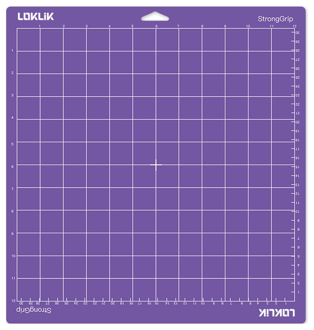 Eine violette Schneidematte mit Rastermuster, mit der Aufschrift „StrongGrip