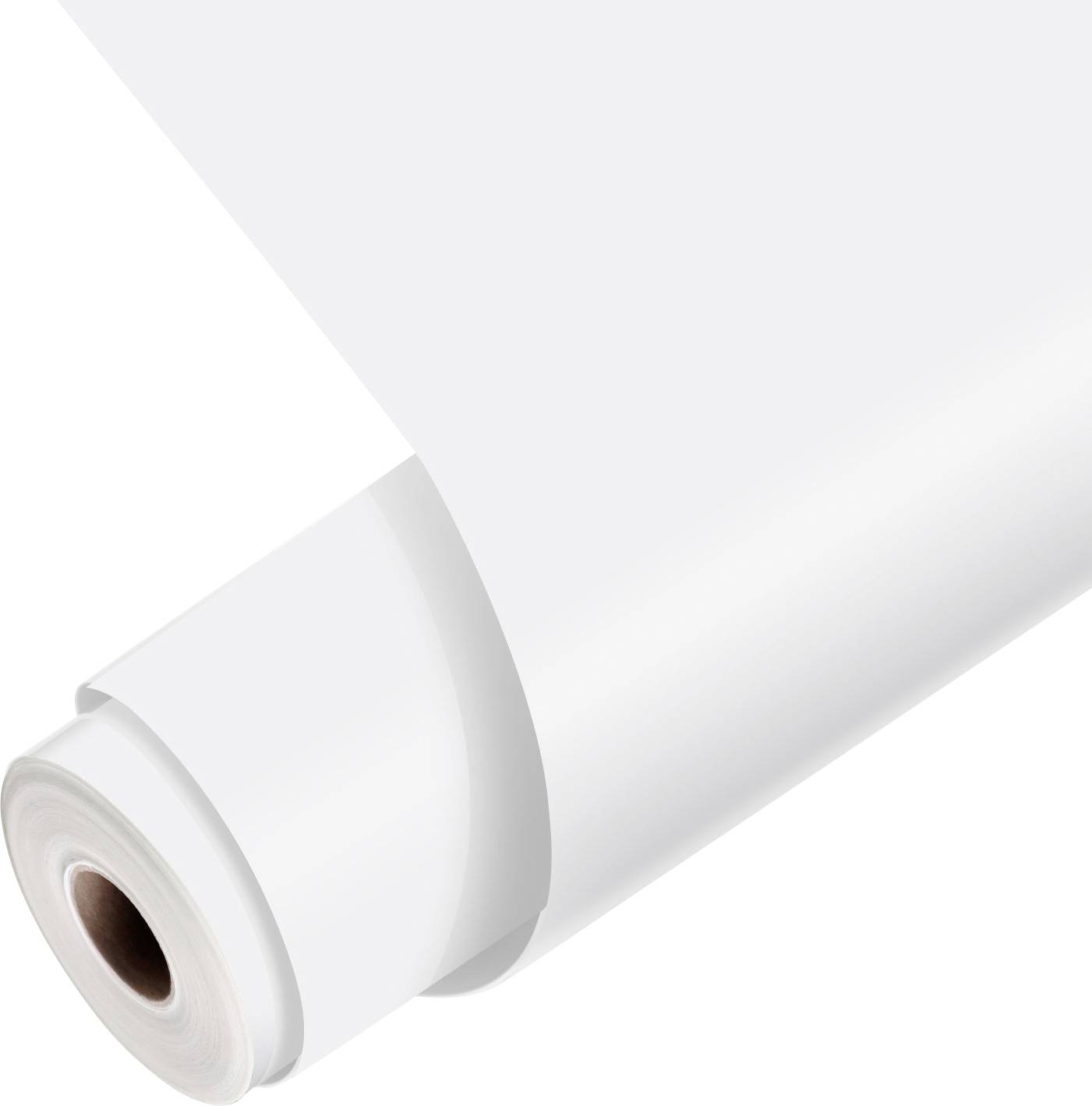 Eine Rolle weißes Papier, teilweise abgerollt, zeigt ihre glatte Textur und saubere Oberfläche, geeignet zum Drucken oder Zeichnen.
