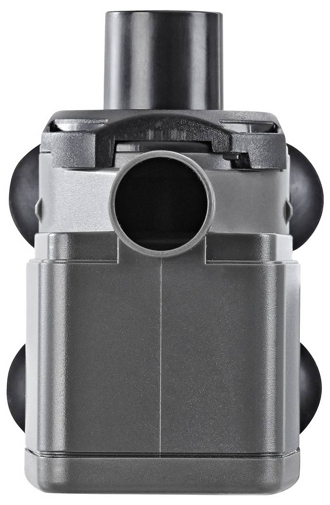 Eine Nahaufnahme eines grau-schwarzen mechanischen Teils mit zylindrischen Elementen und mehreren Anschlüssen, wahrscheinlich zur Verwendung in einer Verbindung oder Montage.