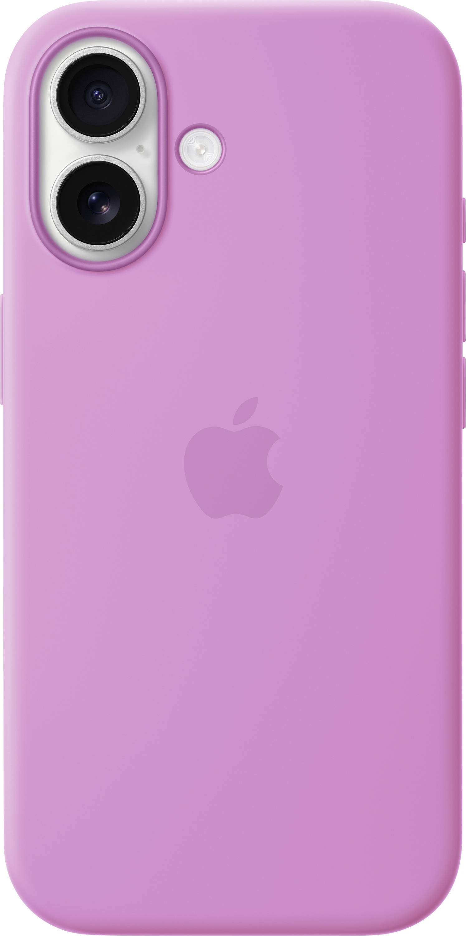 Ein rosa Smartphone-Schutzhülle mit dualem Kameradesign und Apple-Logo auf der Rückseite.