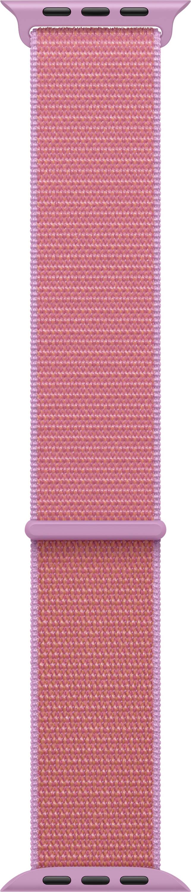 Ein rosa gewebtes Nylon-Uhrenarmband mit verstellbarer Schlaufe und zwei Steckverbindern für einfache Befestigung.