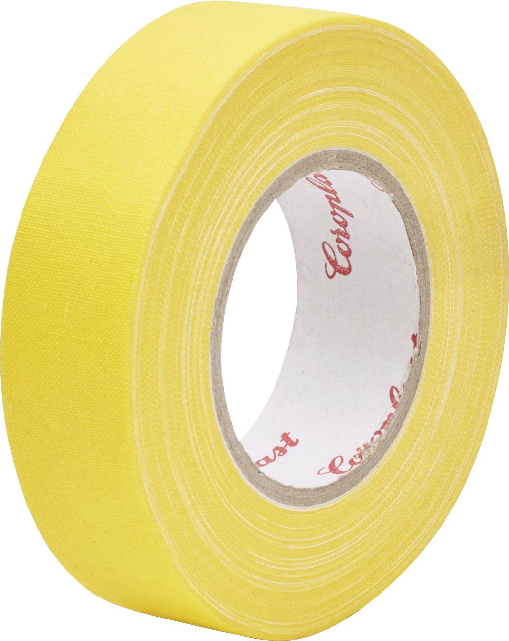 Eine Rolle gelbes Klebeband mit weißem Kern, entworfen für allgemeine Verwendung oder Kunstprojekte.