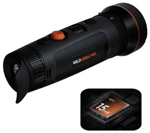 Schwarze tragbare Wärmekamera mit der Bezeichnung „WILD 650DL PRO