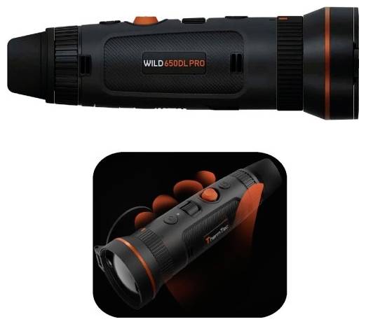 Tragbares schwarz-oranges Wärmebildgerät mit der Bezeichnung „WILD 650DL PRO