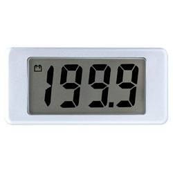 Eine digitale Anzeige zeigt '199.9' mit einem kleinen Batteriesymbol in der Ecke, was eine Messung oder einen Messwert anzeigt.