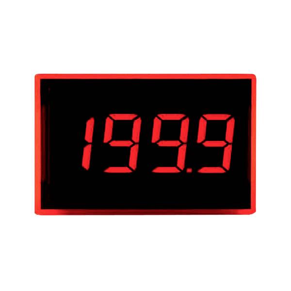 Eine digitale Anzeige zeigt die Nummer '199,9' in Rot, was auf eine Messung oder einen Messwert hindeutet, auf schwarzem Hintergrund.