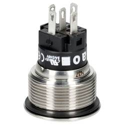 Ein Metalldruckschalter mit mehreren Anschlüssen, der zur Steuerung eines Stromkreises verwendet wird.