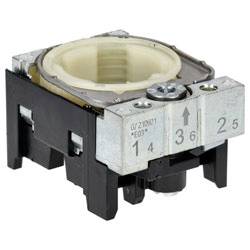 Eine schwarze Metallkomponente im Industriedesign mit sechs nummerierten Schlitzen, wahrscheinlich Teil einer elektronischen oder mechanischen Vorrichtung.
