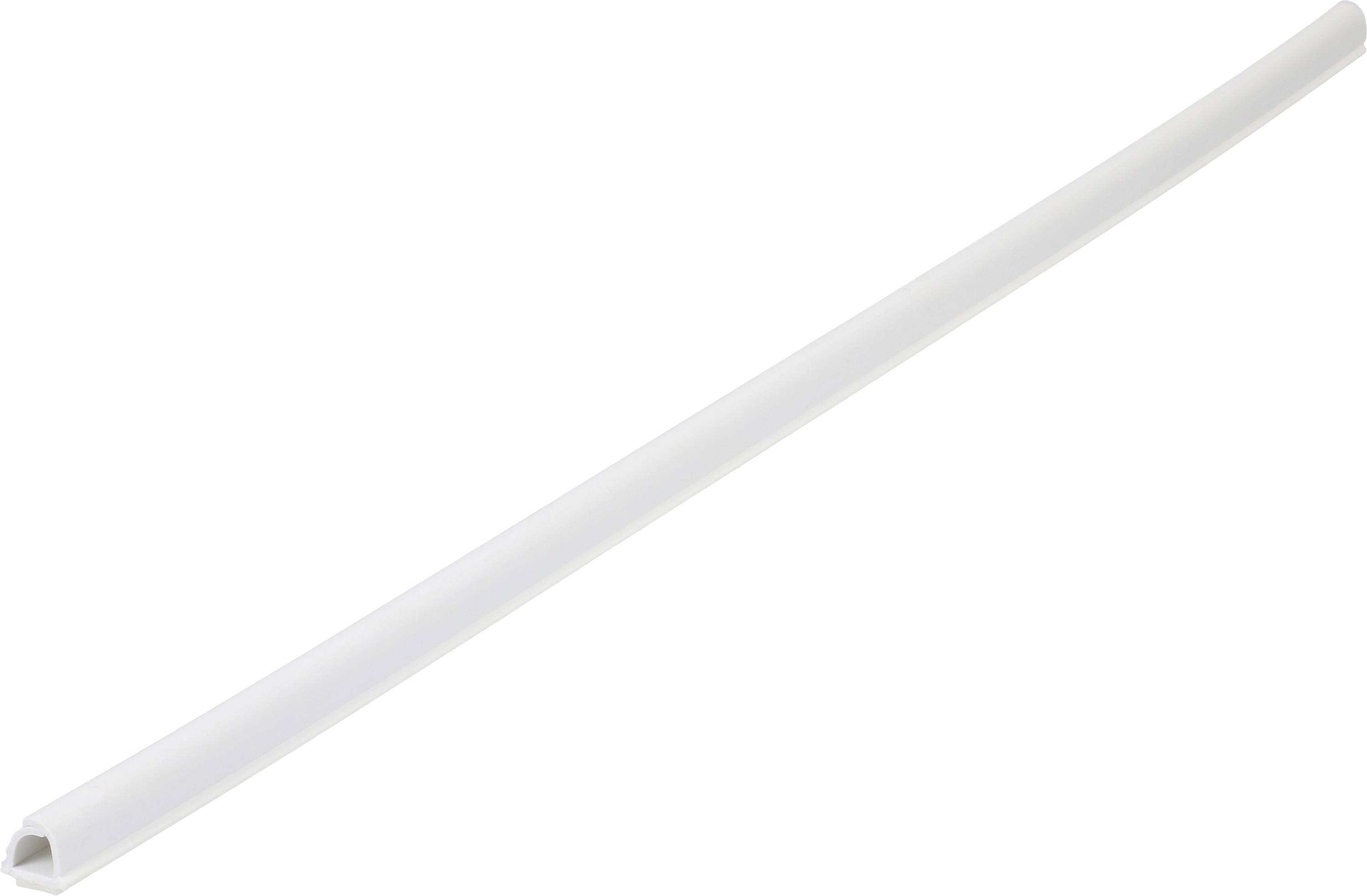 Ein langer, weißer, halbflexibler Kunststoffstreifen, der typischerweise zum Schutz oder zur Abdeckung verwendet wird, wie beispielsweise ein Kabelführungskanal.