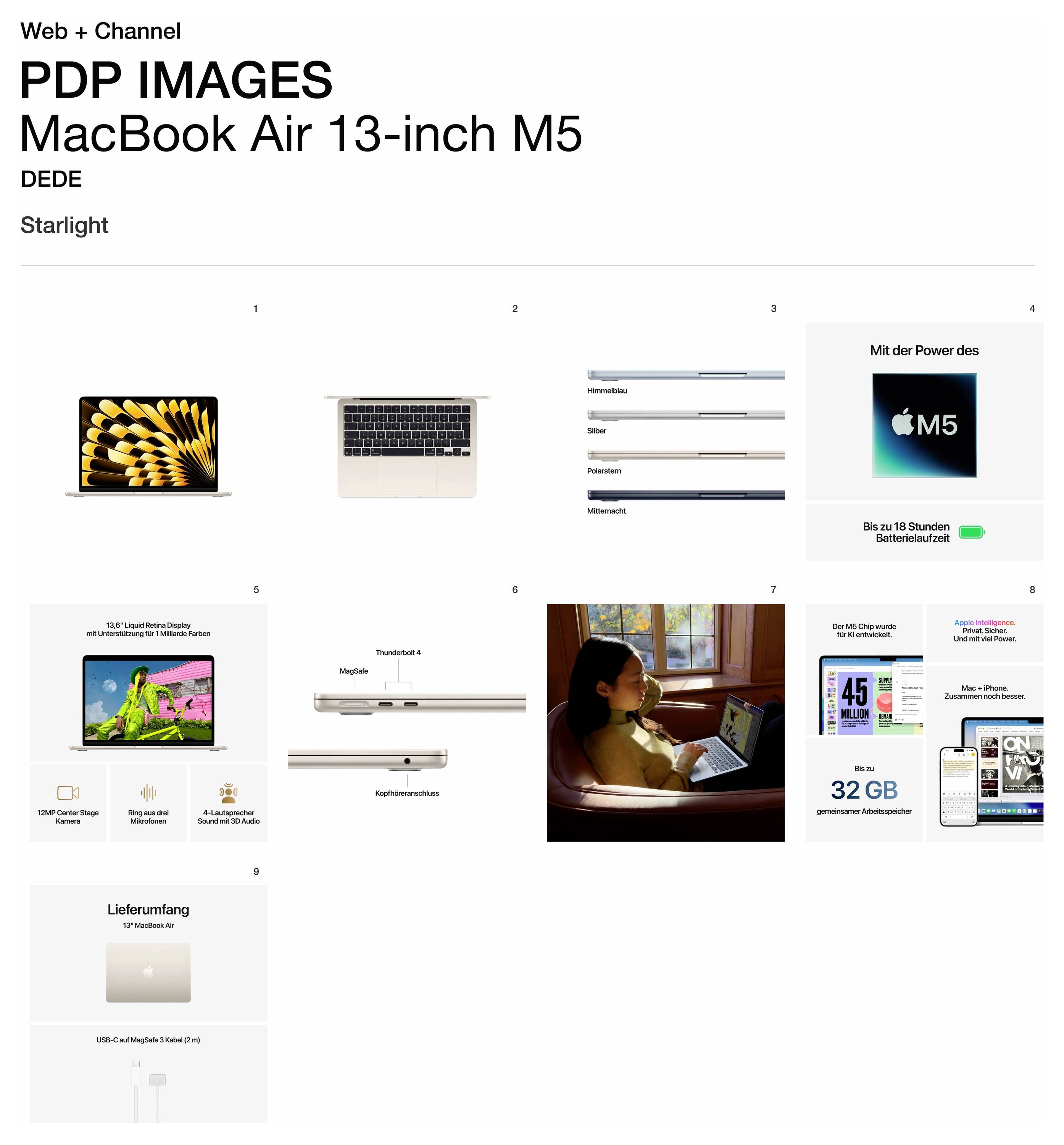 Apple MacBook Air 13 (M5, 2026) 34.5cm (13.6 Zoll) 16GB RAM 1TB SSD M5 10-Core CPU 10-Core GPU Polarstern MDHC4D/A