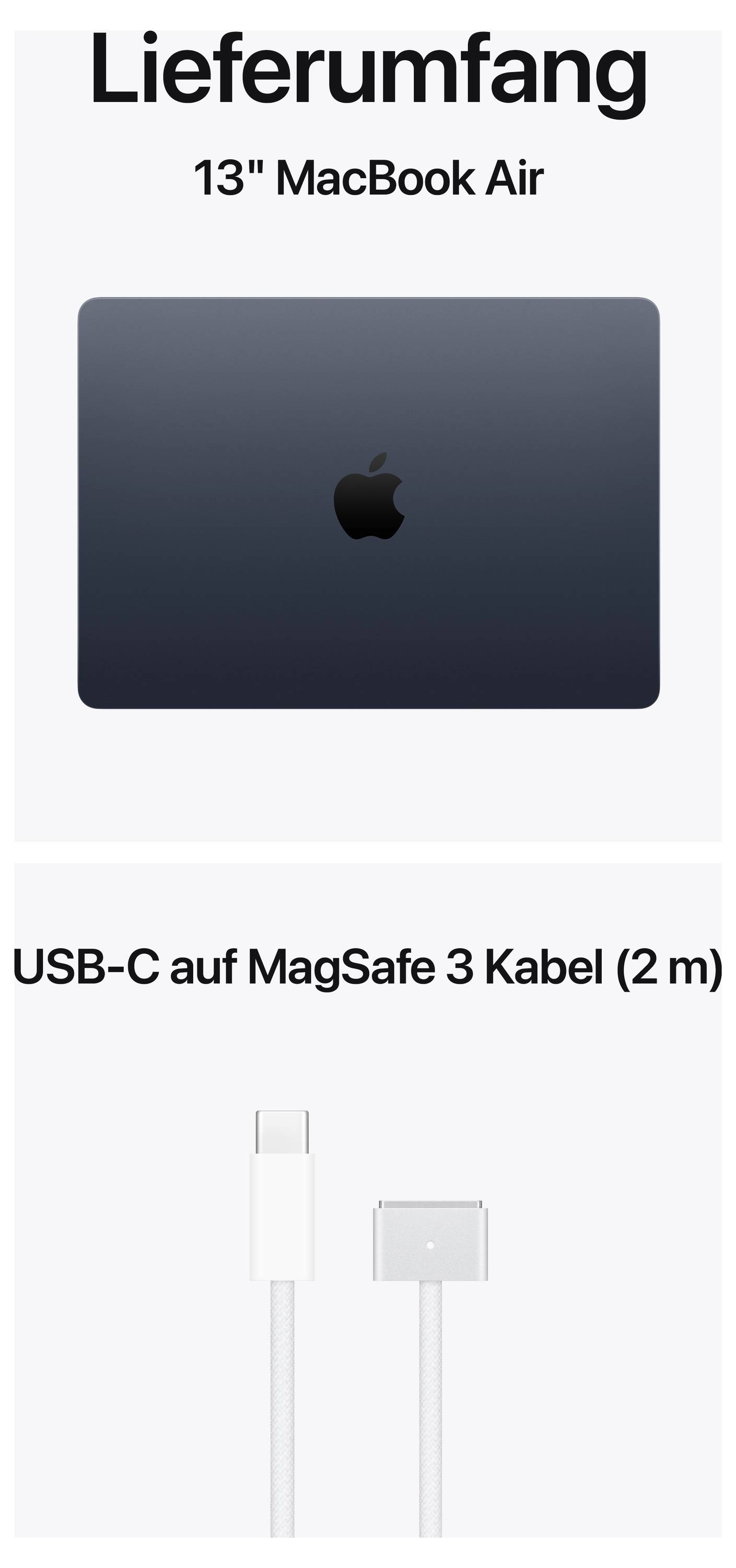 'Lieferumfang': Bild eines MacBook Air 13