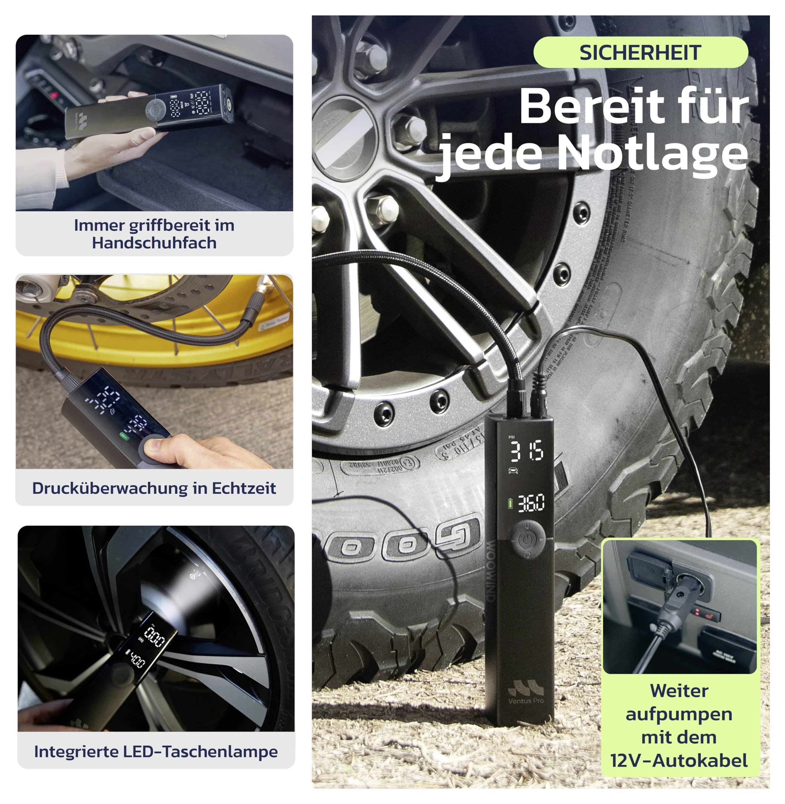 Woowind WO-T01 Akku-Kompressor Blinklicht