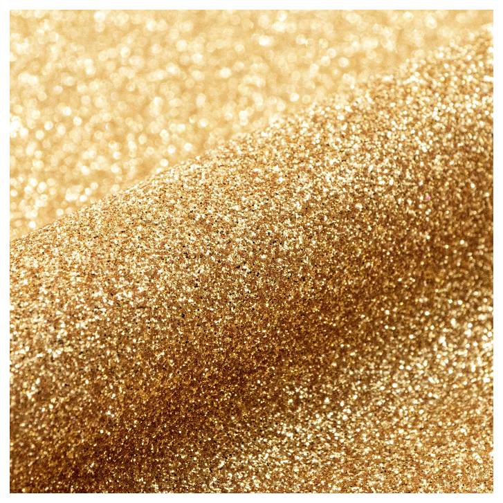 Eine Nahaufnahme von funkelndem goldenen Glitter, die ein schimmerndes und strukturiertes Muster erzeugt.