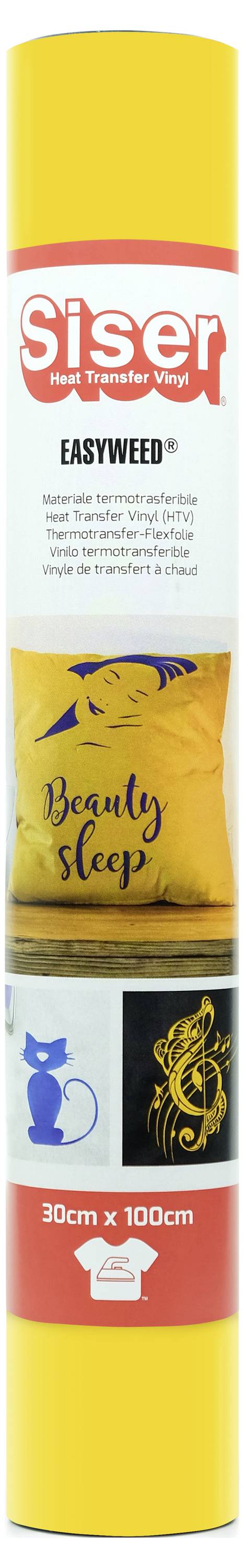 Hohe Rolle Siser EasyWeed Textilfolie in leuchtendem Gelb, mit dem Etikett „Beauty Sleep