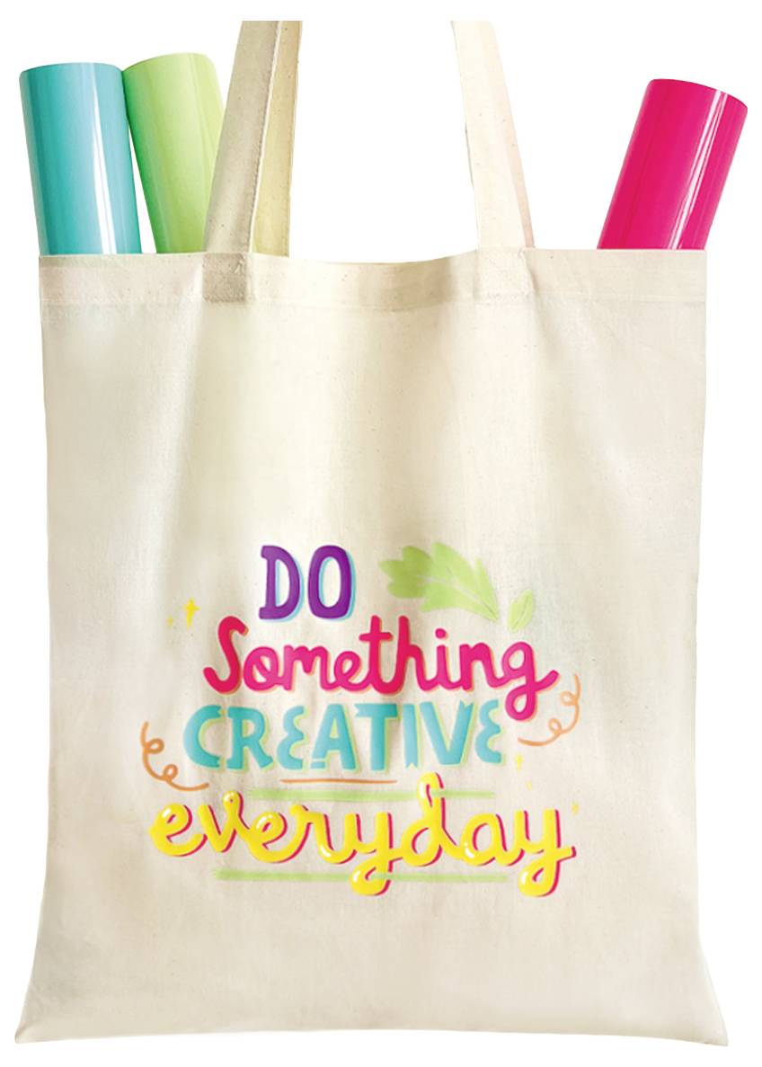 Eine Canvas-Tragetasche mit dem Text „Do Something Creative Everyday