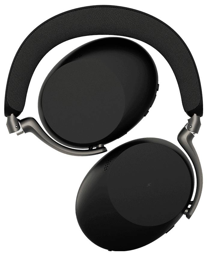Schwarze drahtlose Over-Ear-Kopfhörer mit gepolstertem Kopfbügel und großen runden Ohrmuscheln auf weißem Hintergrund.