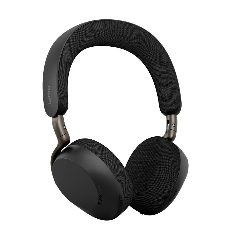 Schwarze kabellose Over-Ear-Kopfhörer mit gepolstertem Kopfbügel und runden Ohrmuscheln, dargestellt auf weißem Hintergrund.