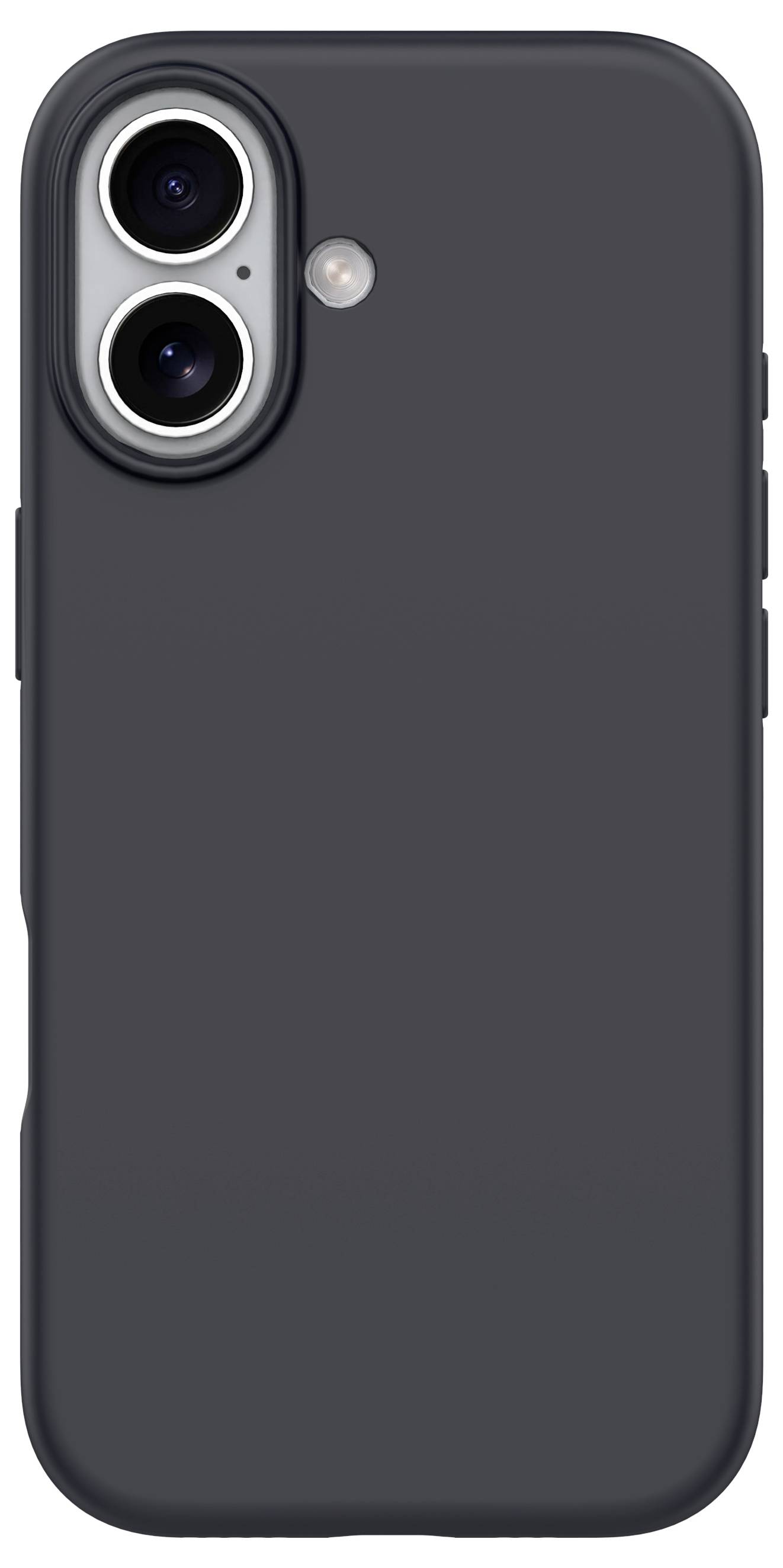 Ein schwarzes Smartphone-Gehäuse mit präzisen Aussparungen für Dual-Kameras und einen Blitz.