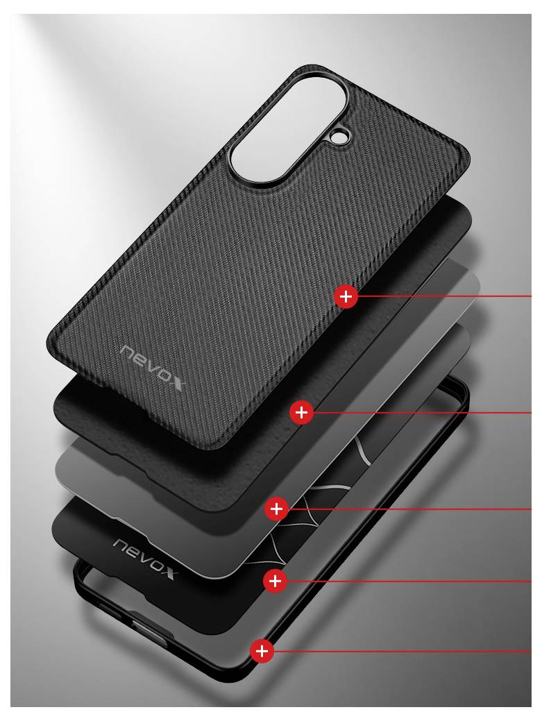 Smartphone in einem schwarzen Folio-Brieftaschenetui mit Kartenfach, geöffnet auf weißem Hintergrund dargestellt.