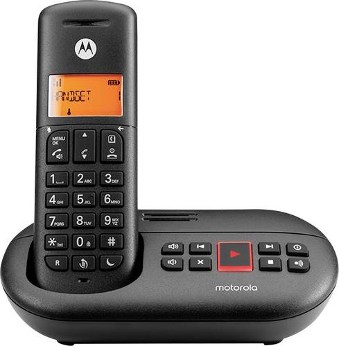 Motorola Voice E211  - Teléfono Fijo Inalámbrico Digital con Contestador Automático, Hasta 12 min de Grabación Contestador Automático, Interceptación de llamadas, Tecla No Molestar, Negro