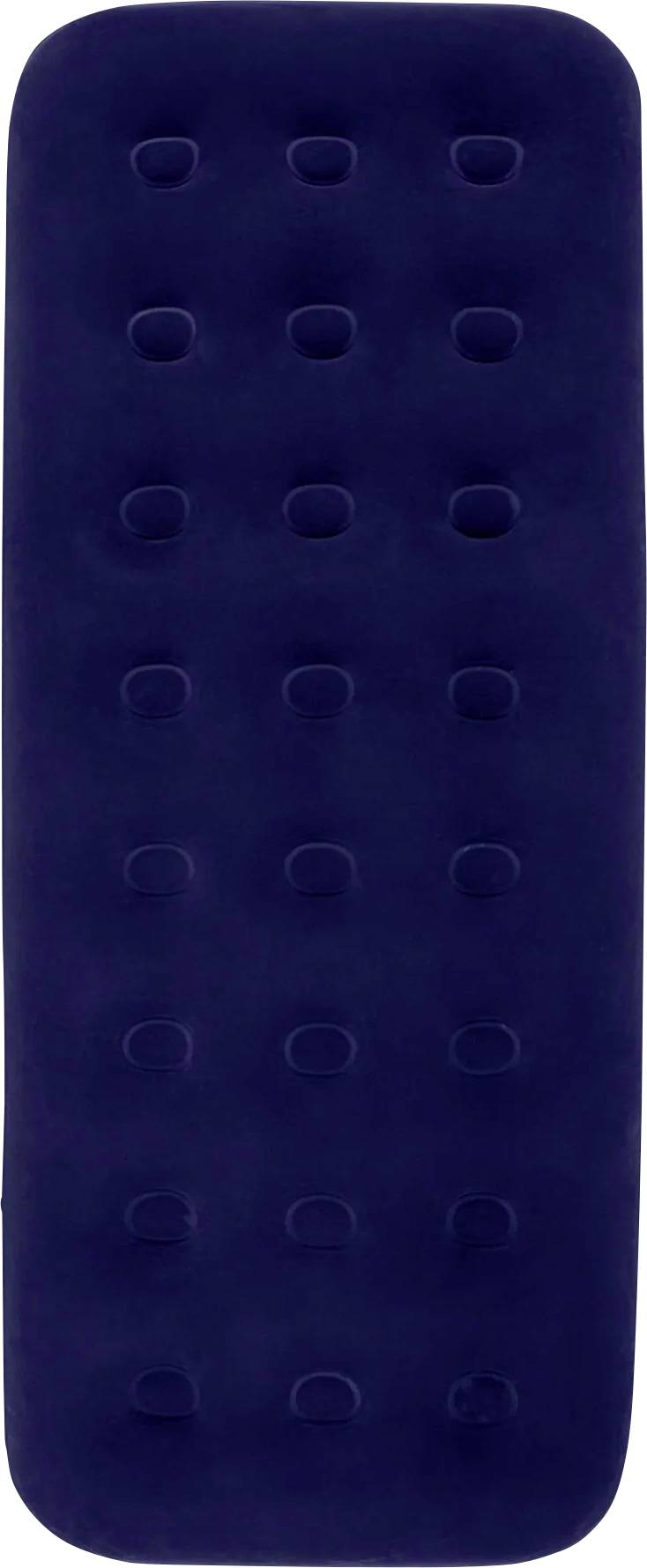 Eine marineblau, rechteckige aufblasbare Campingmatratze mit gestepptem Muster, entworfen für den Außenbereich und komfortables Schlafen.